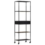 Bibliothèque 60x35x180 cm Bois de manguier brut et fer – Image 10