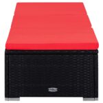 Chaise longue avec coussin et table à thé Résine tressée Rouge – Image 4