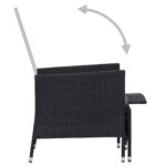 Chaise inclinable de jardin avec coussins Résine tressée Noir – Image 4