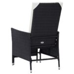 Chaise inclinable de jardin avec coussins Résine tressée Noir – Image 5