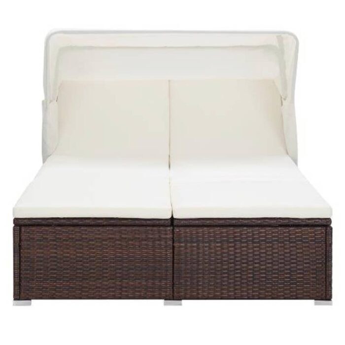 Transat à 2 places avec coussin Résine tressée Marron – Image 2