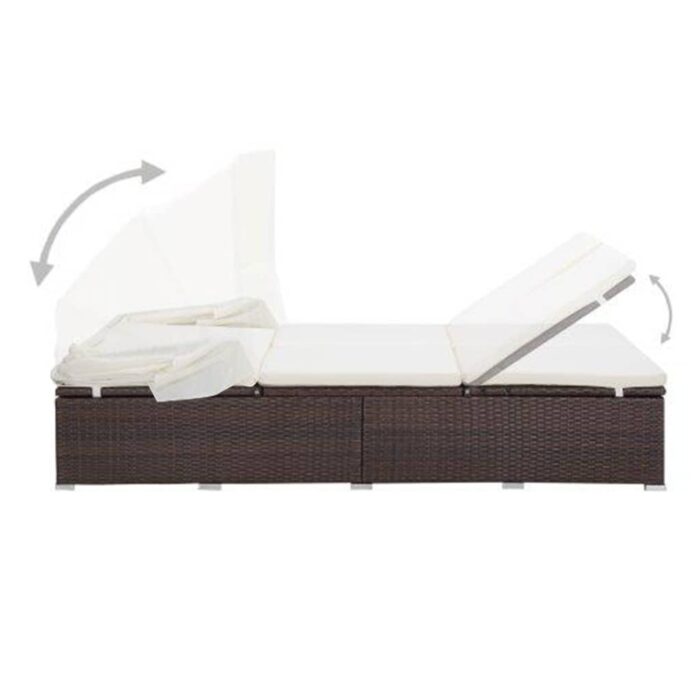 Transat à 2 places avec coussin Résine tressée Marron – Image 6