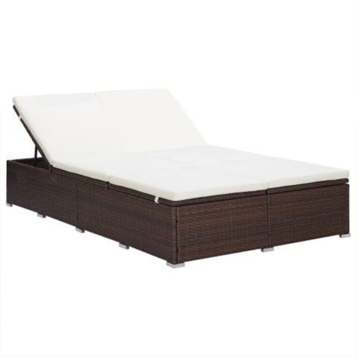 Transat à 2 places avec coussin Résine tressée Marron – Image 7