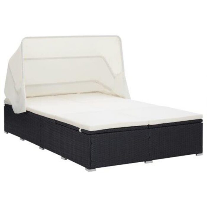 Transat à 2 places avec coussin Résine tressée Noir – Image 1