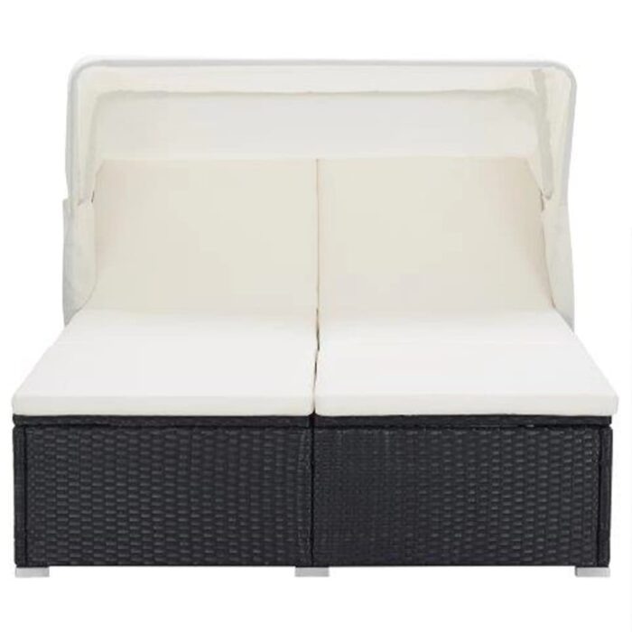 Transat à 2 places avec coussin Résine tressée Noir – Image 2