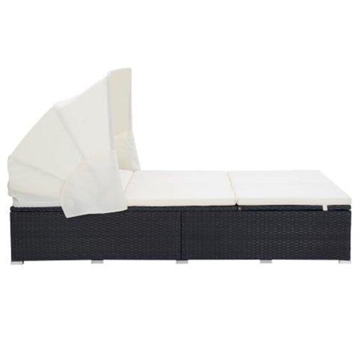Transat à 2 places avec coussin Résine tressée Noir – Image 3