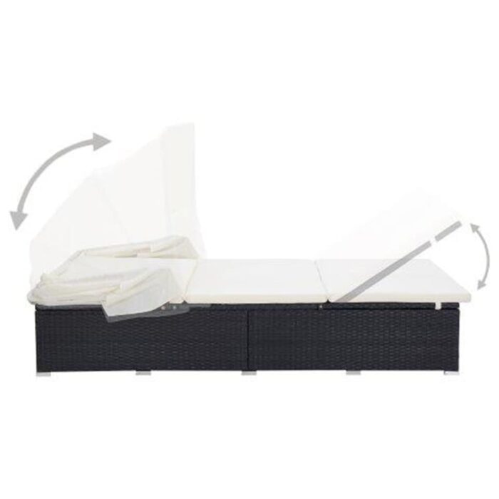 Transat à 2 places avec coussin Résine tressée Noir – Image 4