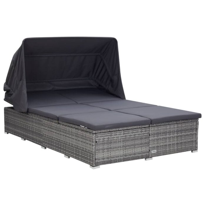 VXL8720286083307_a_en_hd_1.jpg Transat à 2 places avec coussin Résine tressée Gris – Image 1