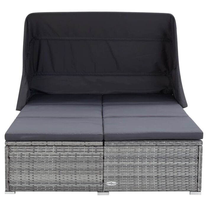 Transat à 2 places avec coussin Résine tressée Gris – Image 2