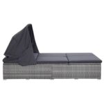 Transat à 2 places avec coussin Résine tressée Gris – Image 3