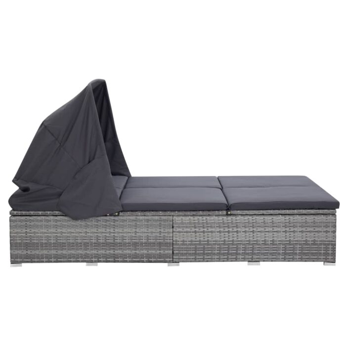 Transat à 2 places avec coussin Résine tressée Gris – Image 3