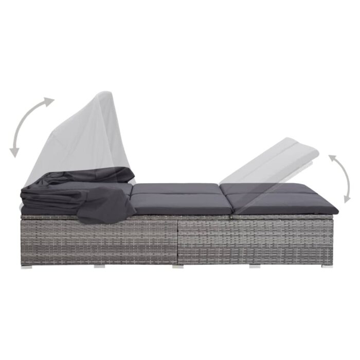 Transat à 2 places avec coussin Résine tressée Gris – Image 4