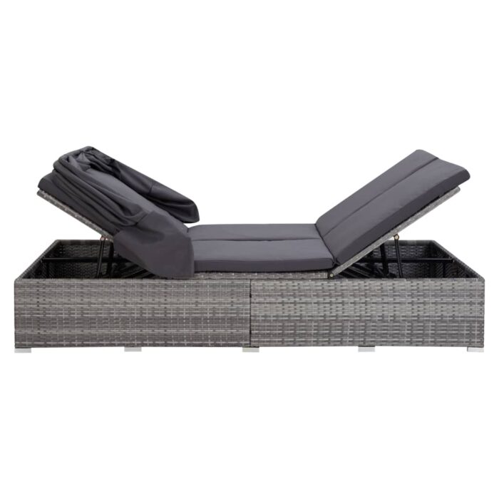 Transat à 2 places avec coussin Résine tressée Gris – Image 5
