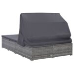 Transat à 2 places avec coussin Résine tressée Gris – Image 6