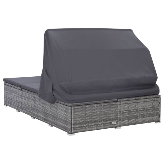Transat à 2 places avec coussin Résine tressée Gris – Image 6