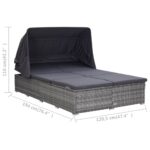 Transat à 2 places avec coussin Résine tressée Gris – Image 7