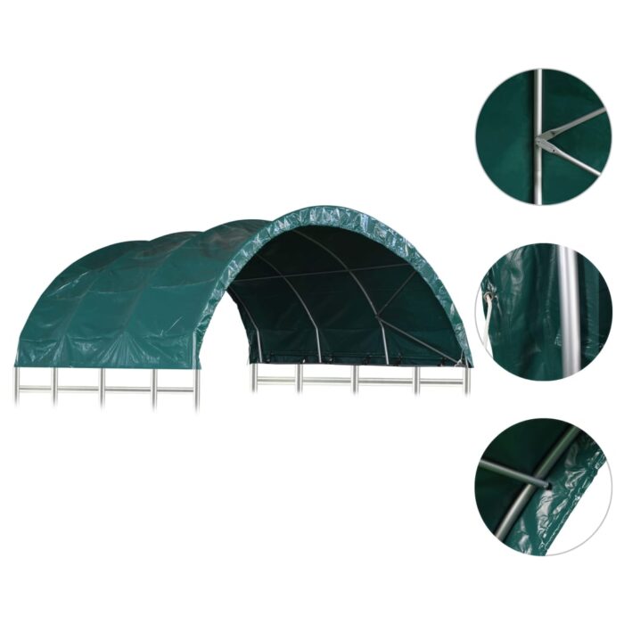 Tente pour bétail PVC 3,7x3,7 m Vert – Image 3