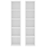 Armoires à CD 2 pcs Blanc 21x16x93,5 cm Aggloméré – Image 2