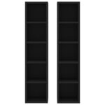 Armoires à CD 2 pcs Noir 21x16x93,5 cm Aggloméré – Image 2
