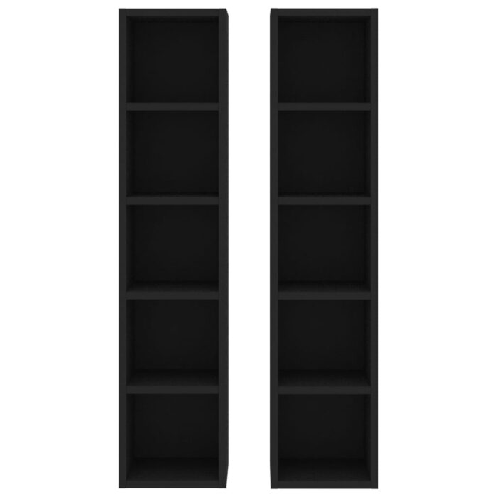 Armoires à CD 2 pcs Noir 21x16x93,5 cm Aggloméré – Image 2