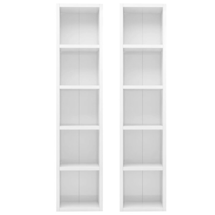 Armoires à CD 2 pcs Blanc brillant 21x16x93,5 cm – Image 2