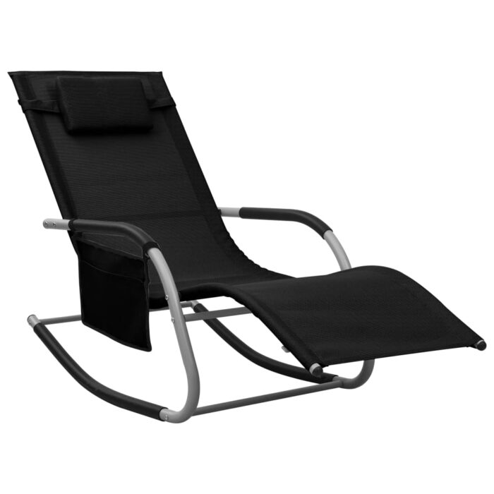 Chaise longue textilène noir et gris – Image 1