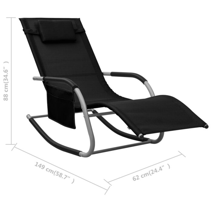 Chaise longue textilène noir et gris – Image 6