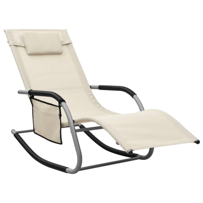 Chaise longue textilène crème et gris – Image 1