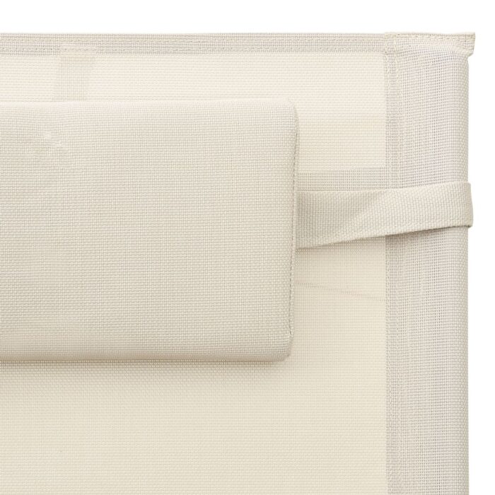 Chaise longue textilène crème et gris – Image 5