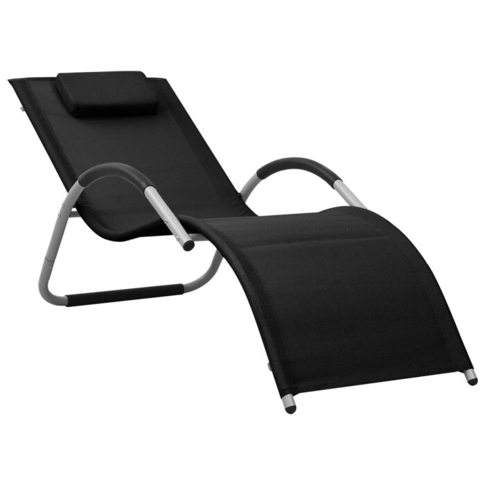 Chaise longue textilène noir et gris – Image 1