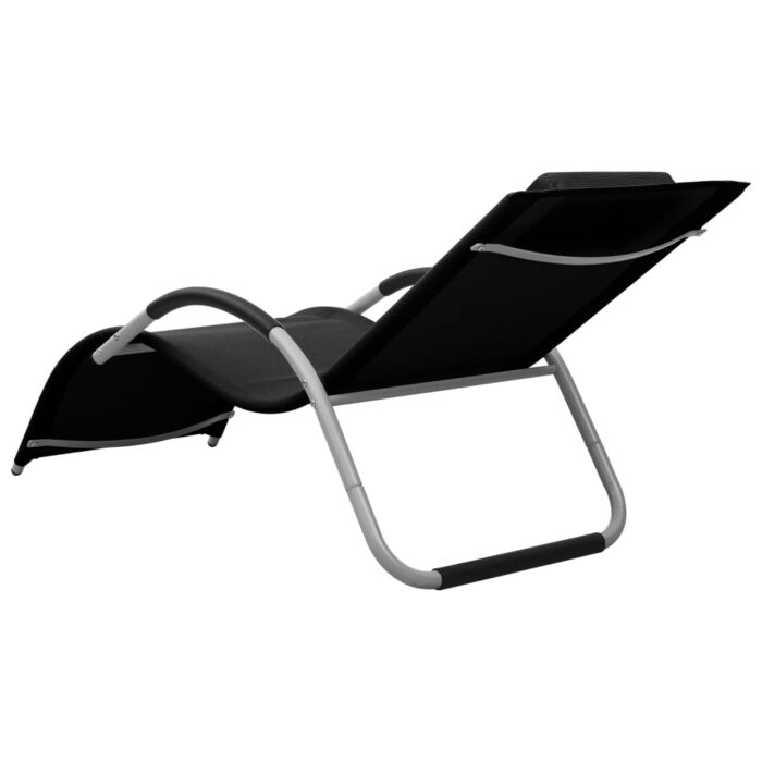 Chaise longue textilène noir et gris – Image 3