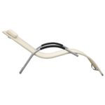 Chaise longue textilène crème et gris – Image 2