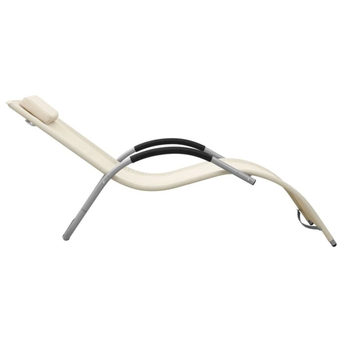 Chaise longue textilène crème et gris – Image 2