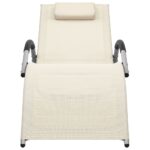 Chaises longues textilène lot de 2 crème et gris – Image 2