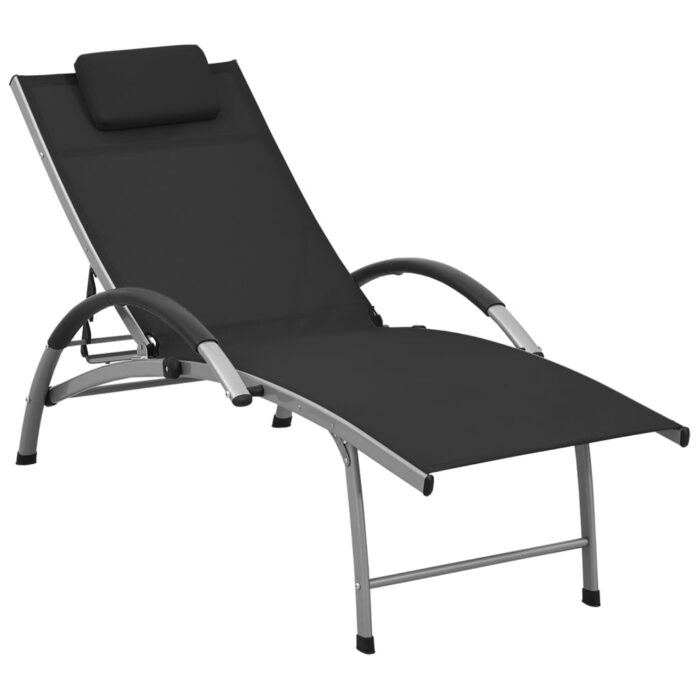 Chaise longue Textilène et aluminium Noir – Image 1