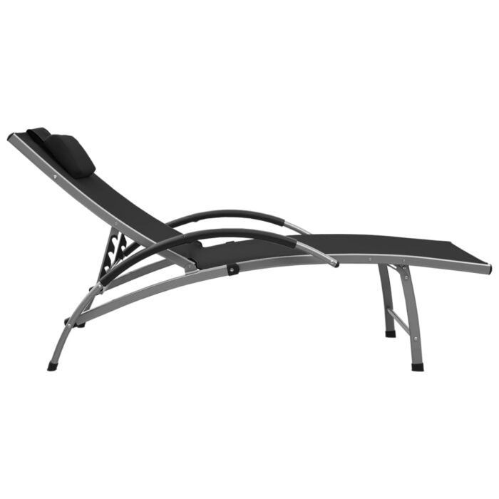 Chaise longue Textilène et aluminium Noir – Image 2