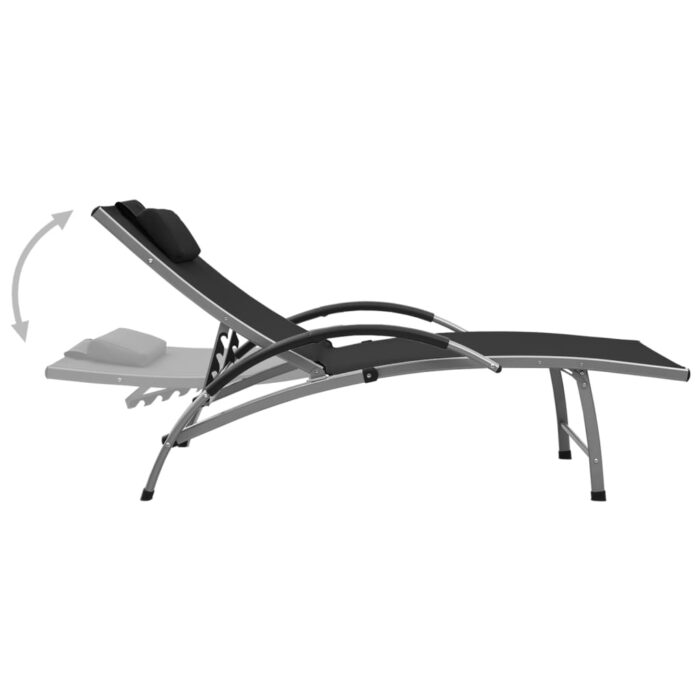 Chaise longue Textilène et aluminium Noir – Image 3