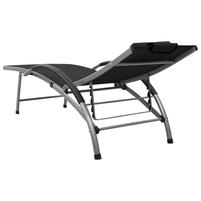 Chaise longue Textilène et aluminium Noir – Image 4