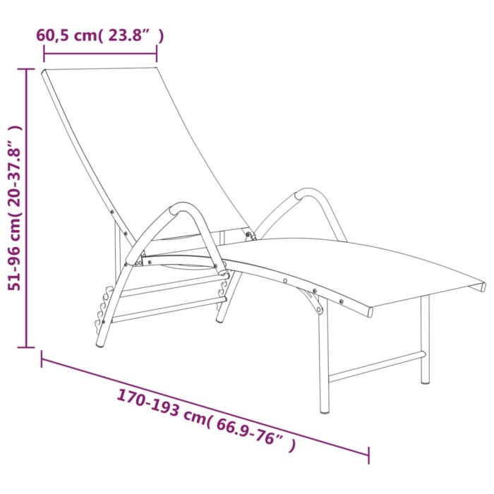 Chaise longue Textilène et aluminium Noir – Image 7