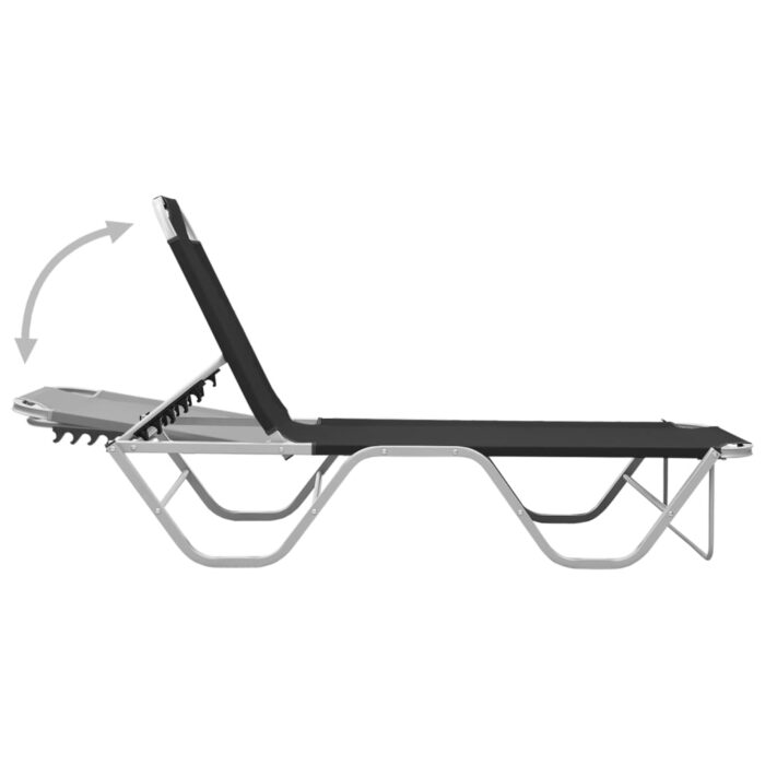 Chaise longue aluminium et textilène noir – Image 4