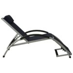 Chaise longue avec oreiller textilène noir – Image 2