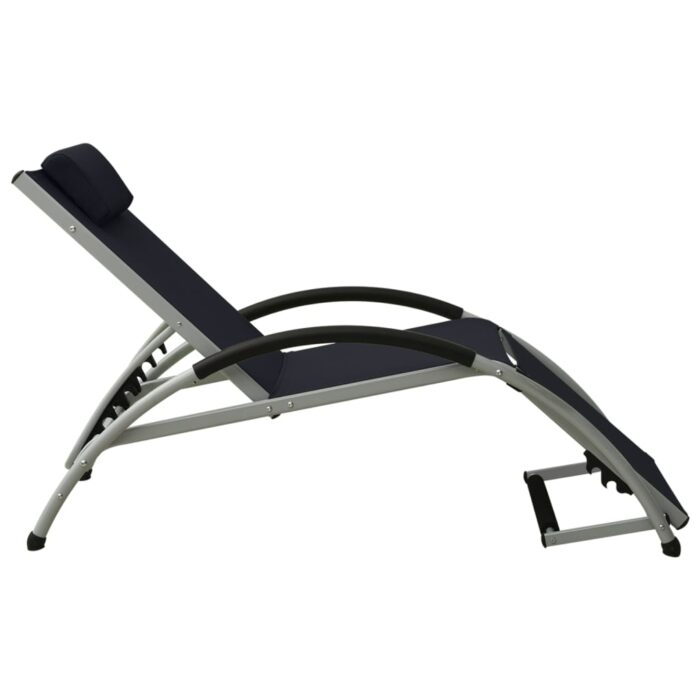 Chaise longue avec oreiller textilène noir – Image 2