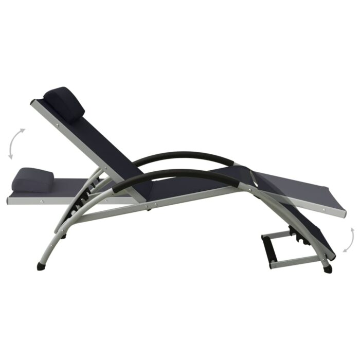 Chaise longue avec oreiller textilène noir – Image 4
