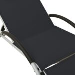 Chaise longue avec oreiller textilène noir – Image 5