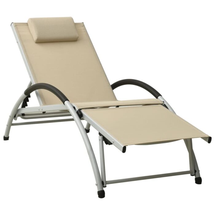 Chaise longue avec oreiller textilène crème – Image 1