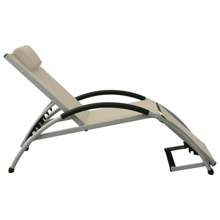 Chaise longue avec oreiller textilène crème – Image 2