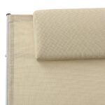 Chaise longue avec oreiller textilène crème – Image 5