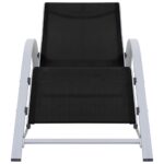 Chaises longues lot de 2 avec table aluminium noir – Image 2
