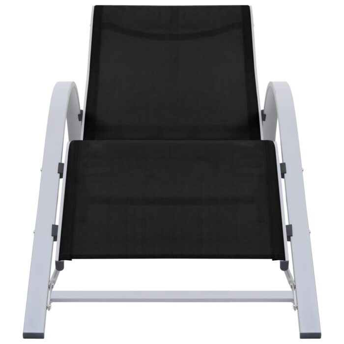 Chaises longues lot de 2 avec table aluminium noir – Image 2