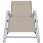 Chaises longues lot de 2 avec table Aluminium Crème – Image 3